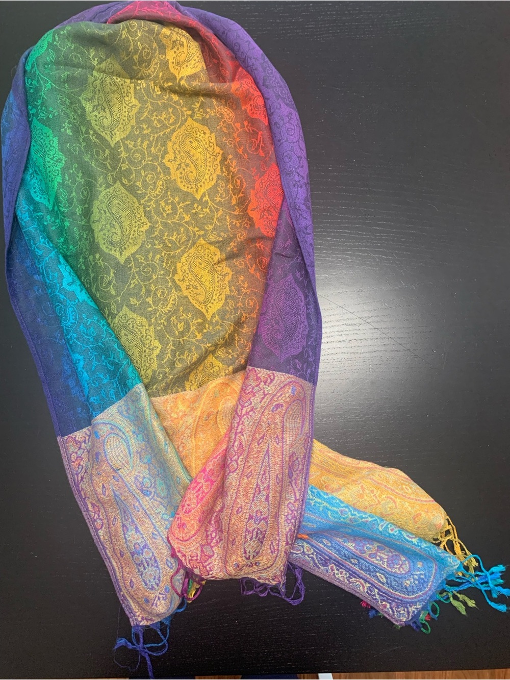 Women’s Multicolor Paisley Gradient Scarf - 100% Pashmina